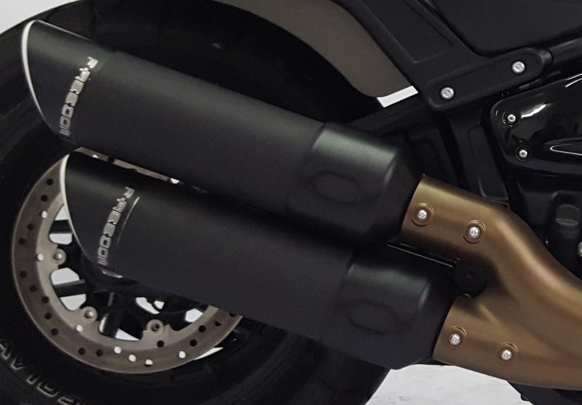 FREEDOM `18-UP FATBOB SLIP-ONS BLACK W/BLACK TIPS