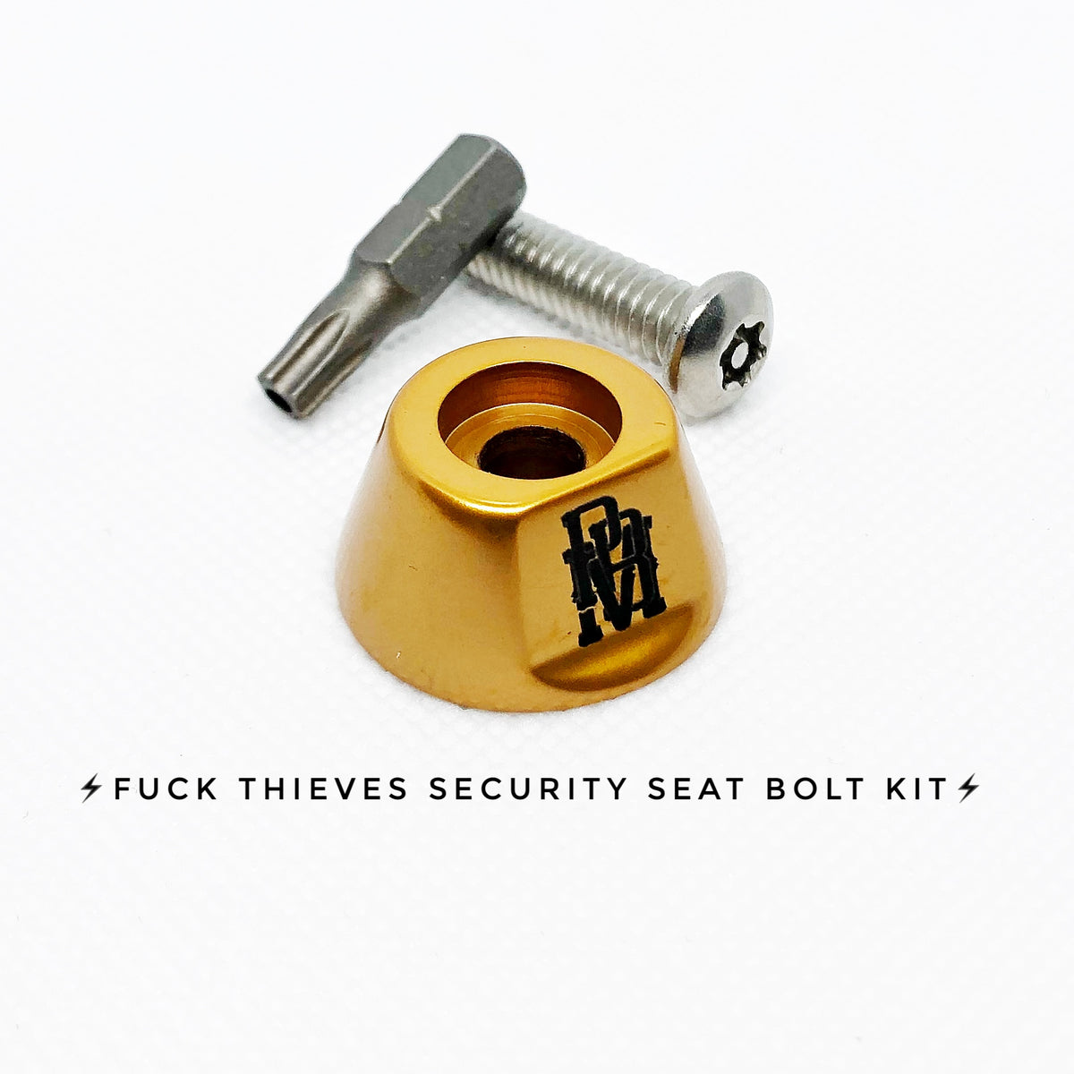 F@CK THIEVES SECURITY SEAT BOLT - FXR MODELS ONLY - Purpose Built Motorcycles