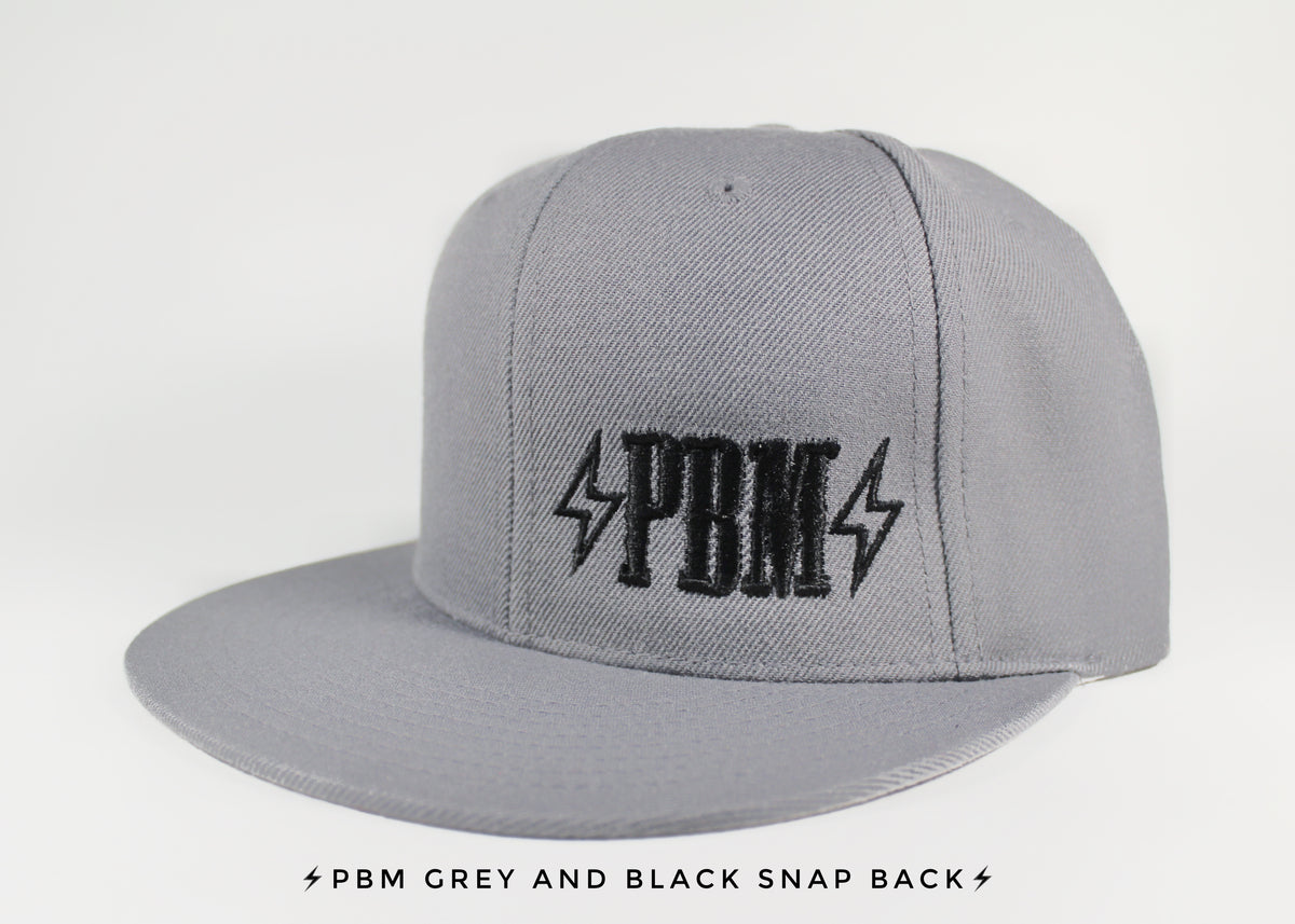 EMBROIDERED ⚡️PBM⚡️ LOGO GREY SNAPBACK HAT - Purpose Built Motorcycles