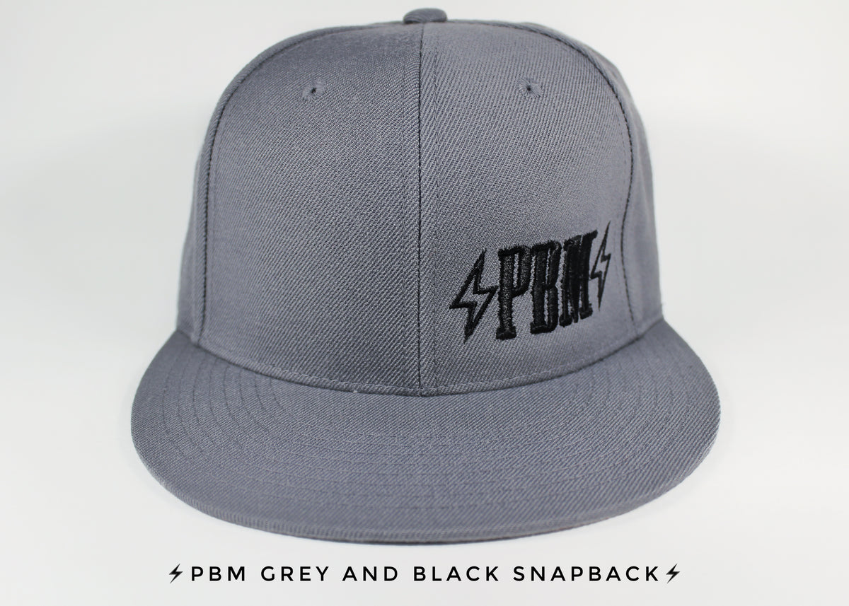 EMBROIDERED ⚡️PBM⚡️ LOGO GREY SNAPBACK HAT - Purpose Built Motorcycles