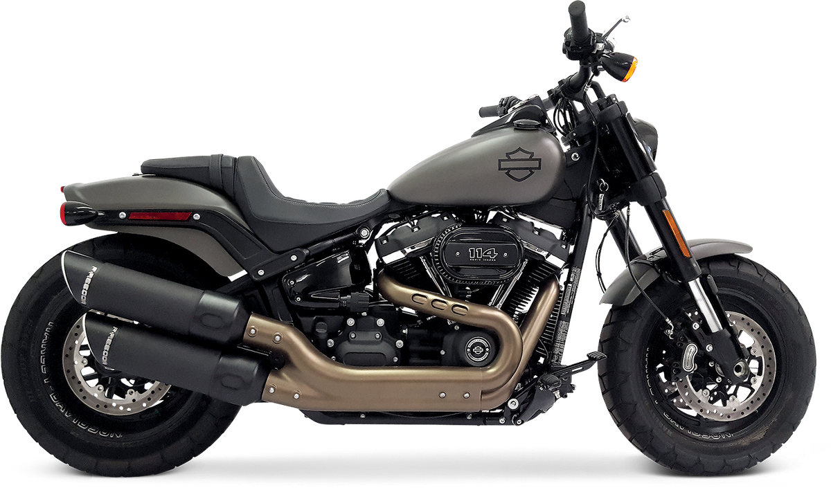 FREEDOM `18-UP FATBOB SLIP-ONS BLACK W/BLACK TIPS