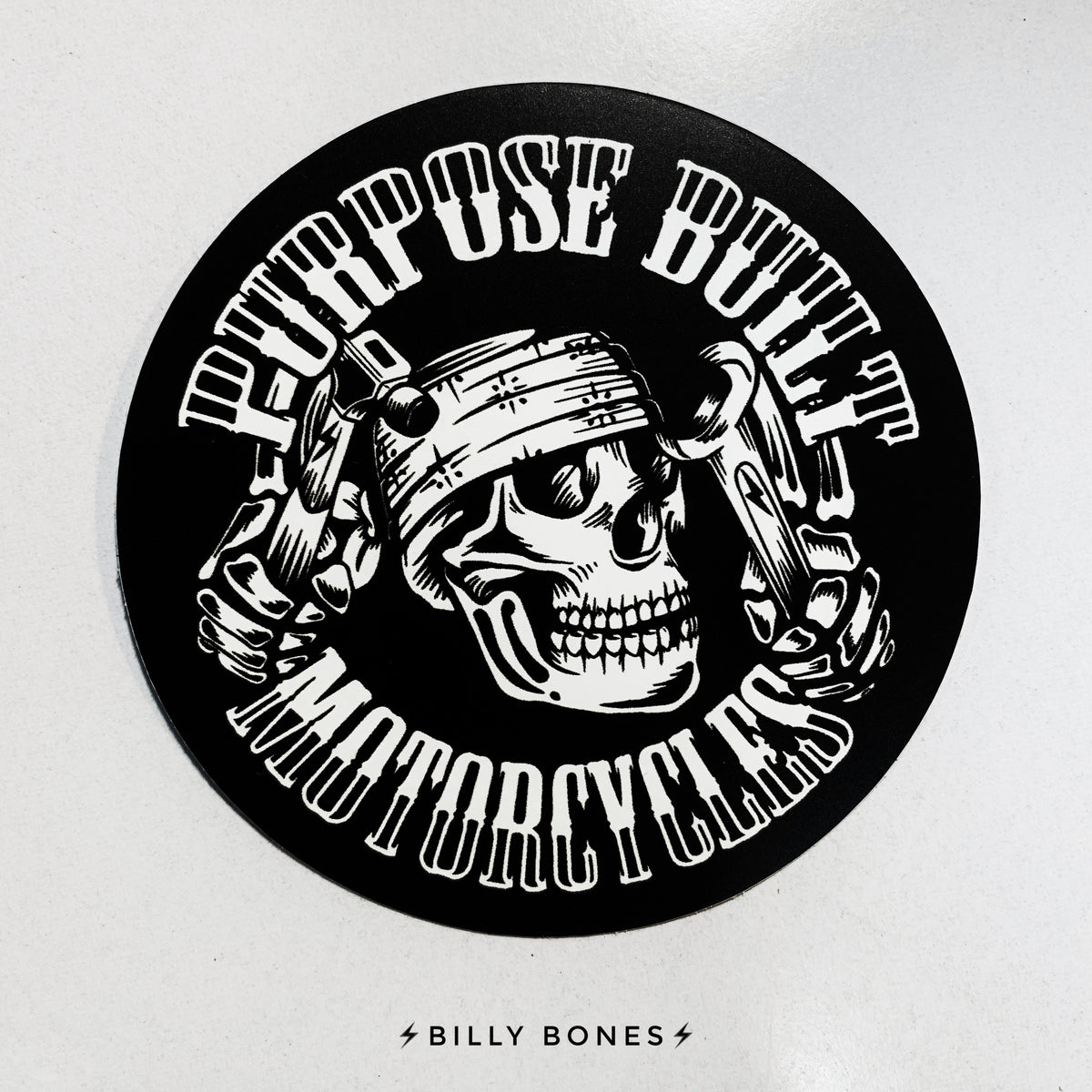 3" Round Black/White Vinyl Stickers - Purpose Built Motorcycles