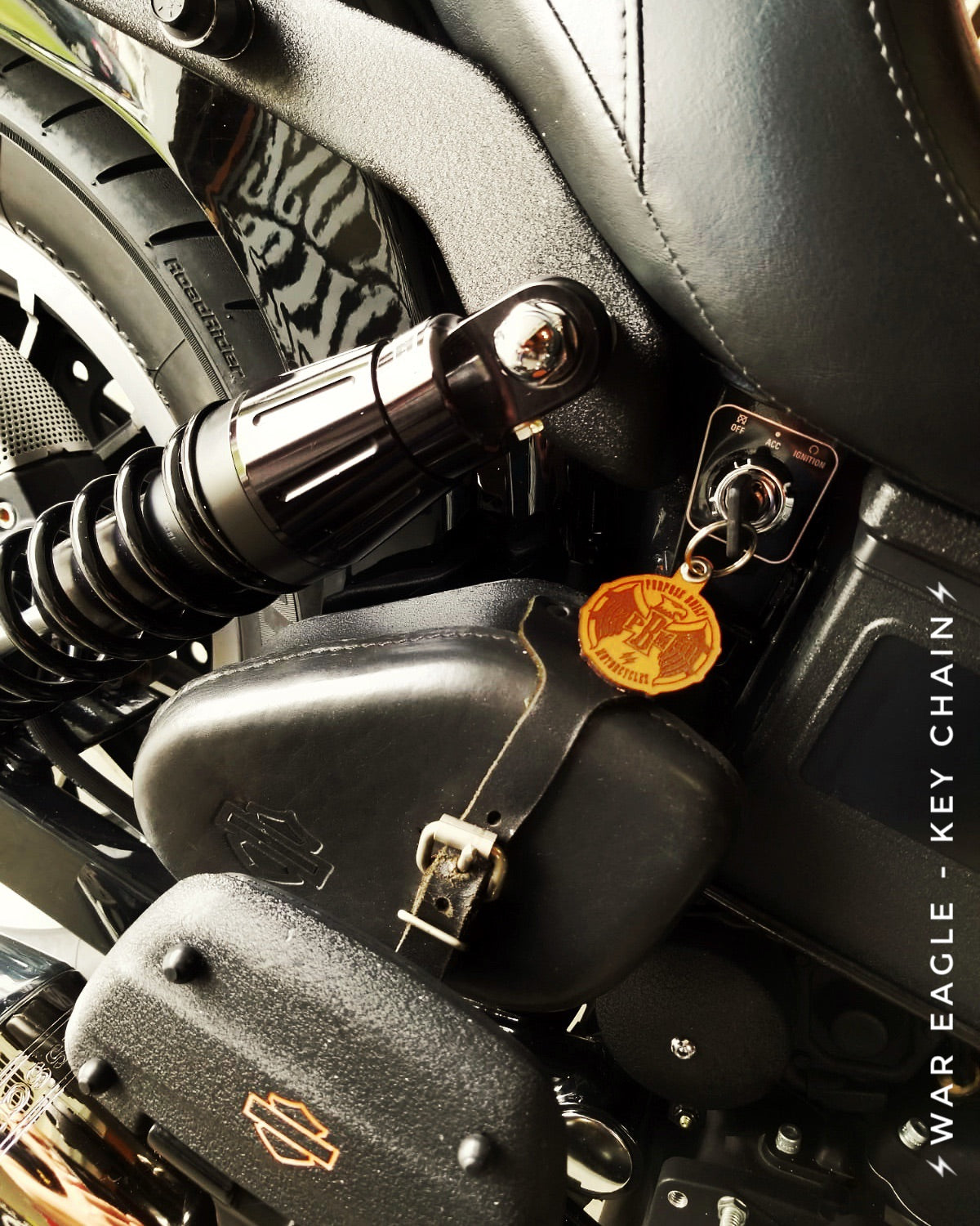 Leather War Eagle Key Chain - Purpose Built Motorcycles