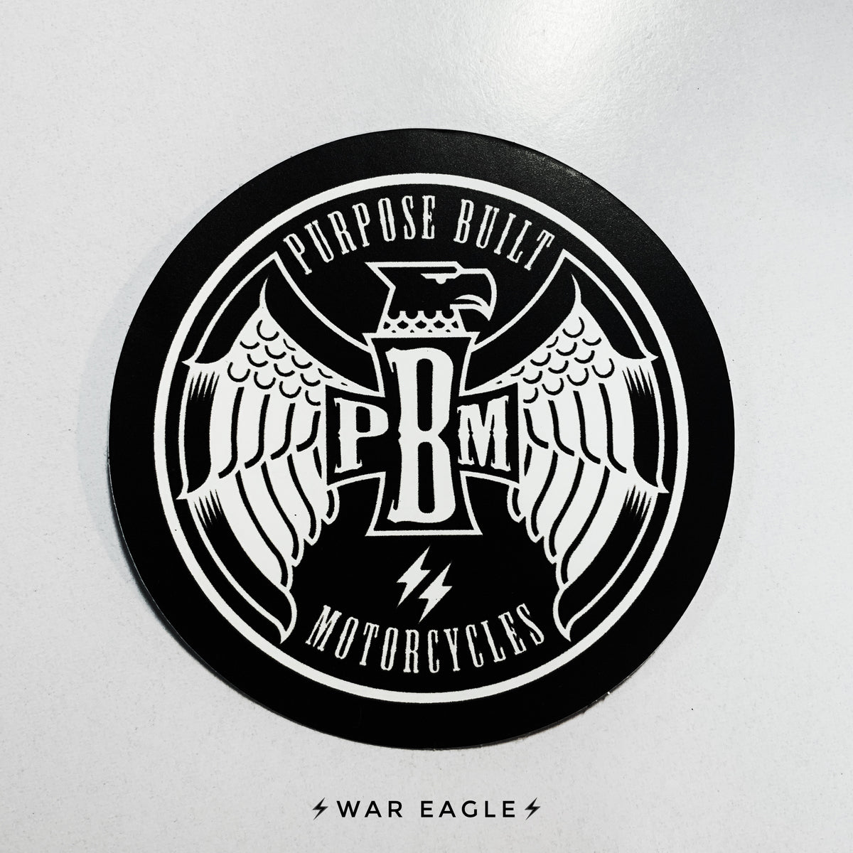 3" Round Black/White Vinyl Stickers - Purpose Built Motorcycles