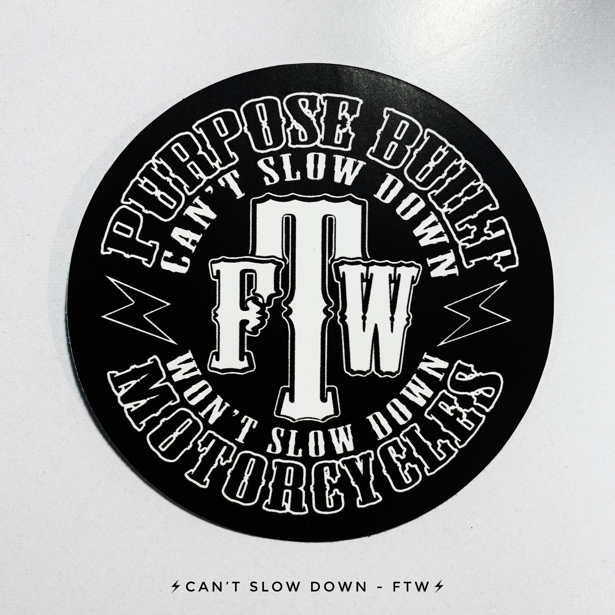 3" Round Black/White Vinyl Stickers - Purpose Built Motorcycles