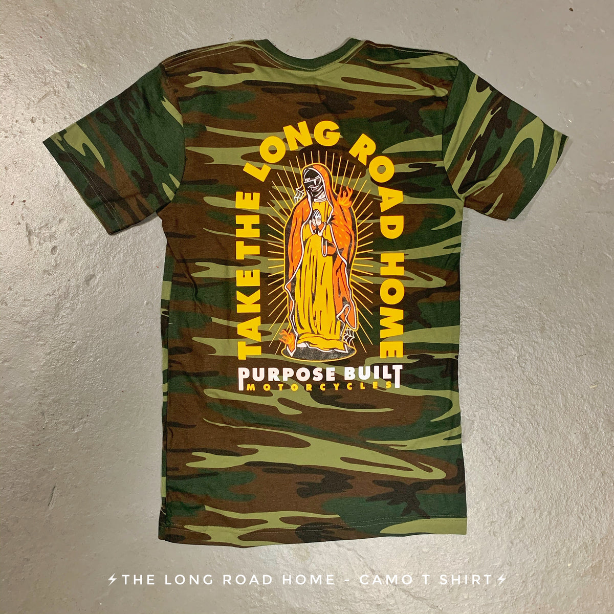 THE LONG ROAD HOME CAMO T-SHIRT - Purpose Built Motorcycles