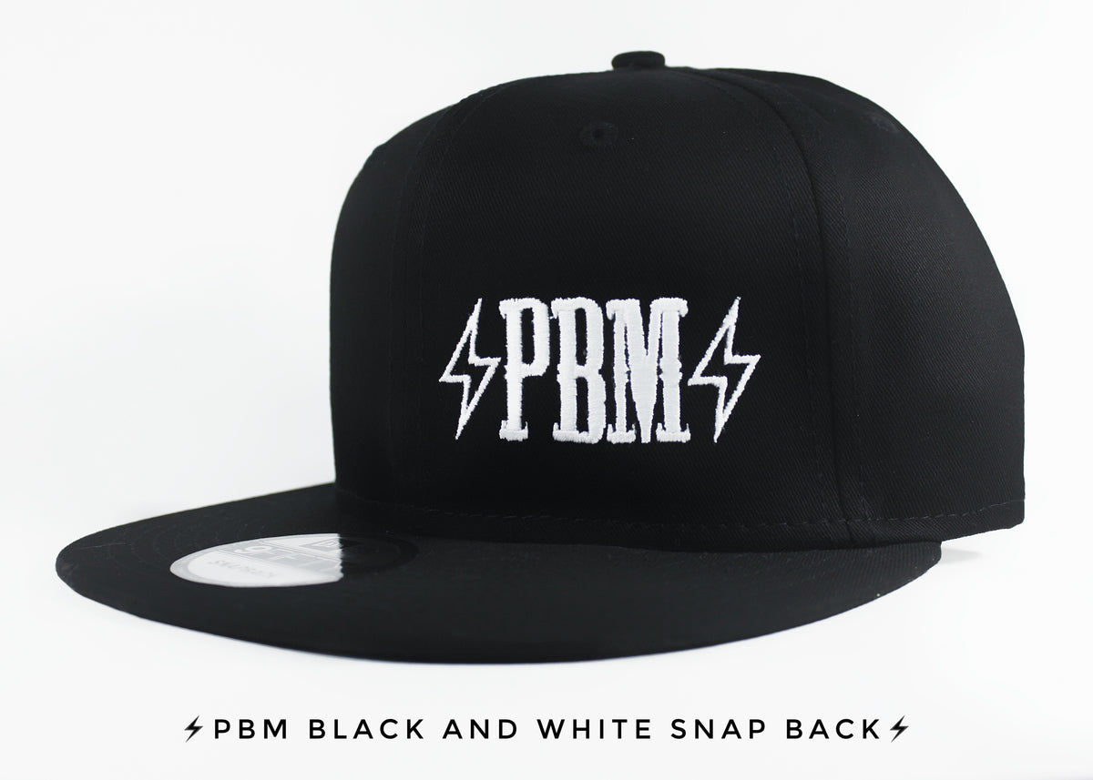 EMBROIDERED ⚡️PBM⚡️ LOGO BLACK SNAPBACK HAT - Purpose Built Motorcycles