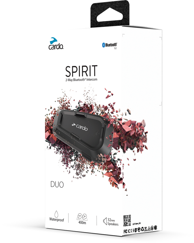 Cardo Spirit [Single / Duo] 2-Way Bluetooth 5.2 Intercom, Original, Speed  Depot