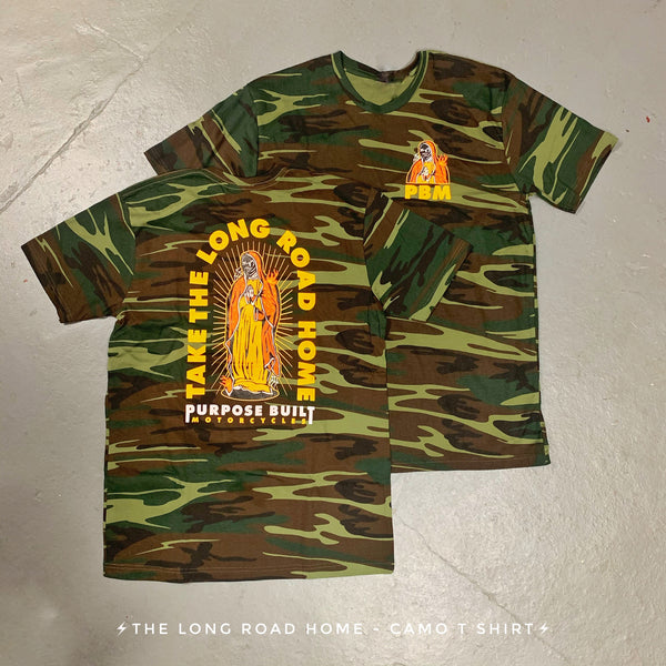 THE LONG ROAD HOME CAMO T-SHIRT - Purpose Built Motorcycles